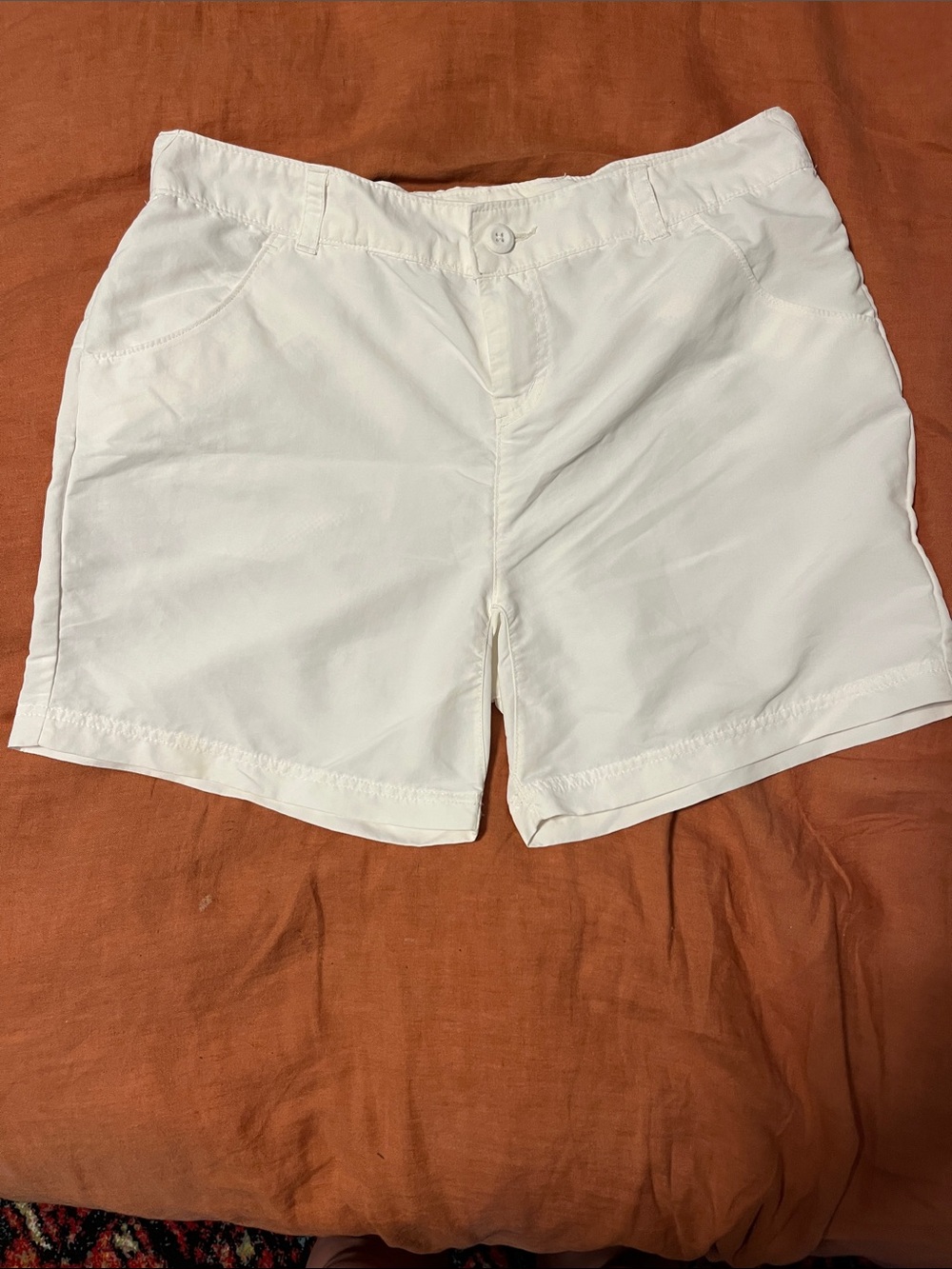 Women's White Flat Front Casual Shorts
